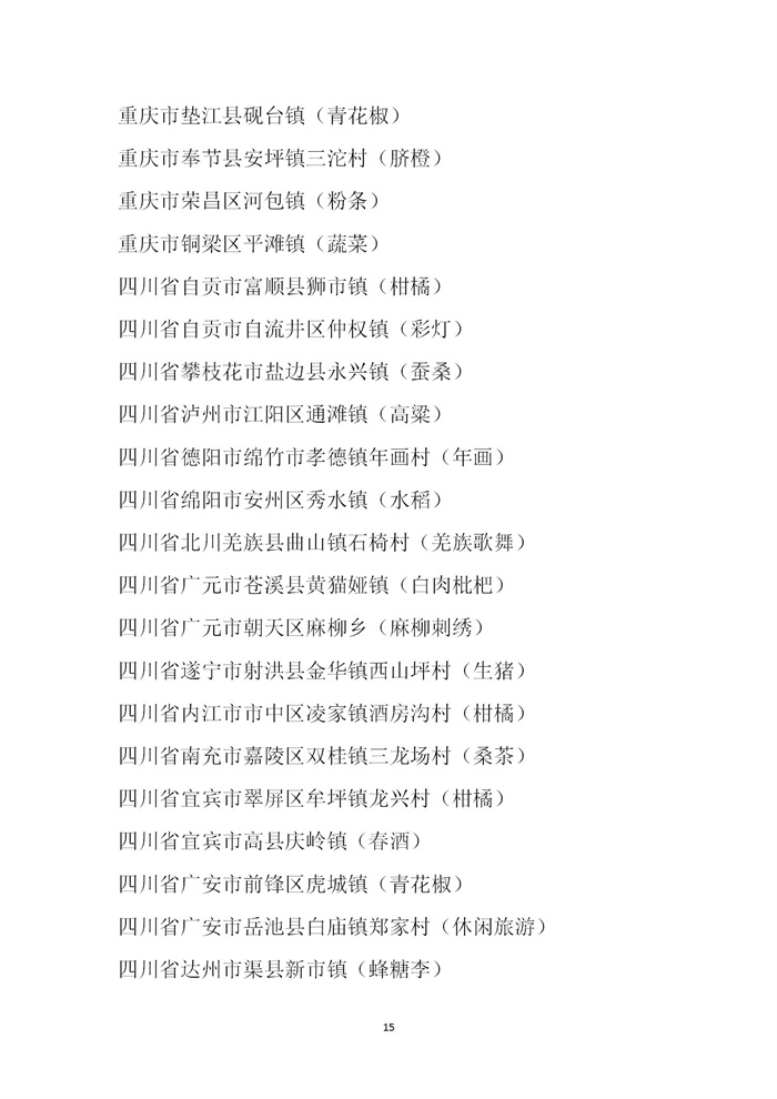 【名單公示】第十一批全國“一村一品”示范村鎮(zhèn)名單公示(圖15)